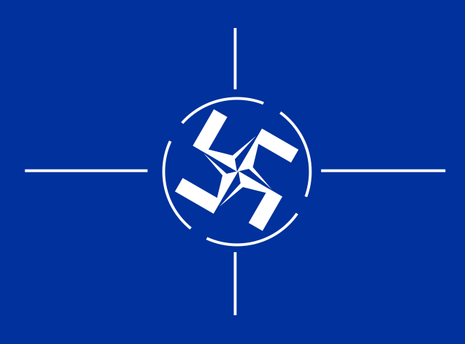 Mash-up de la bandera de la OTAN y la bandera Nazi.